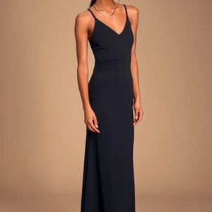 Lulus Moments of Bliss Black Backless Mermaid Maxi Dress